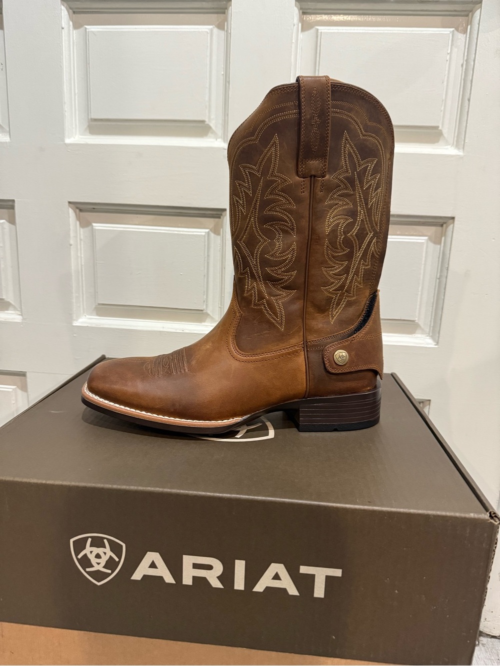 Ariat Men’s Ryden Ultra EZ Zip Brown Leather Western Cowboy Boots wide EE